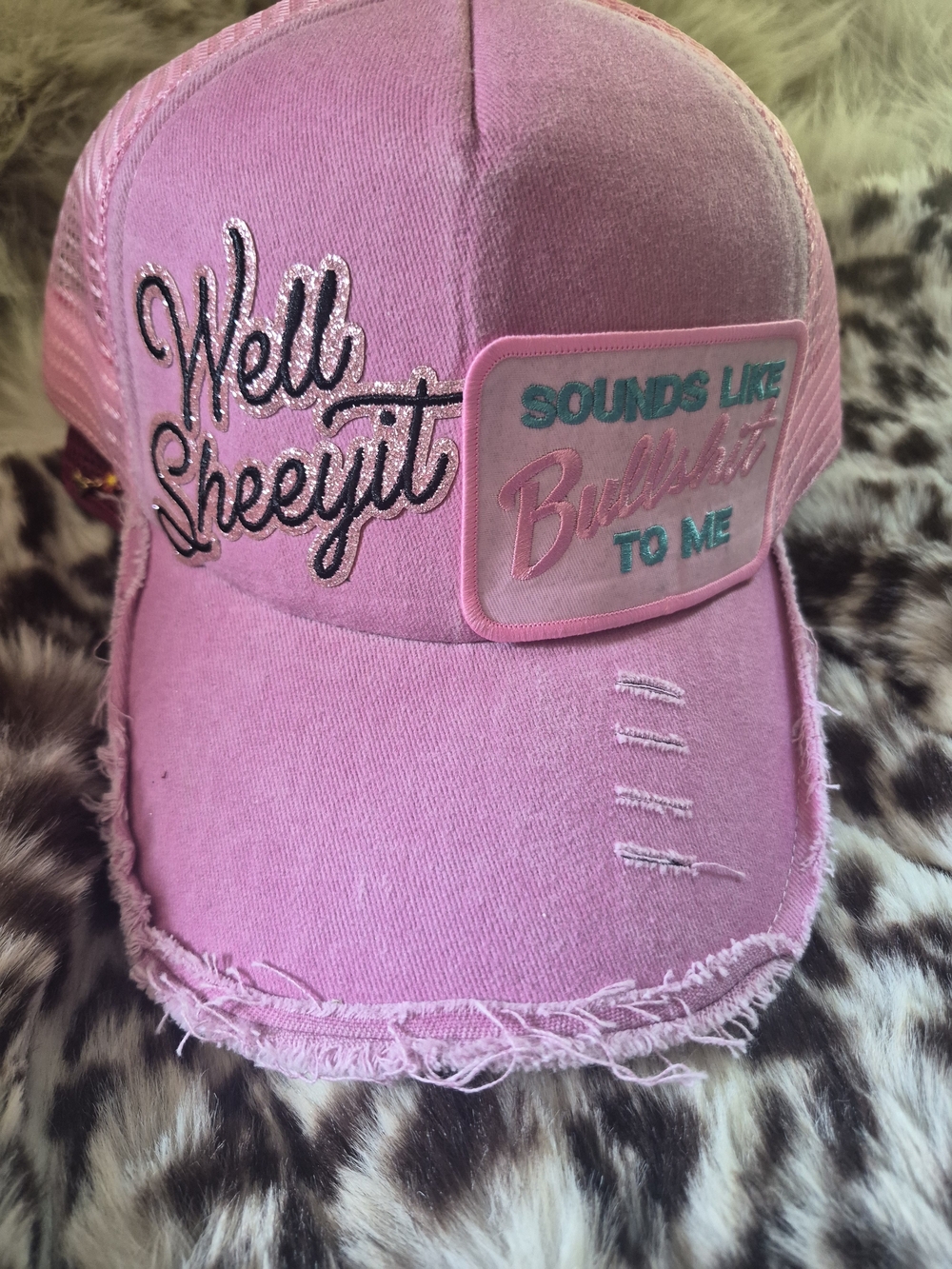 Pink 'Well Sheeyit' Embroidered Trucker Hat - Accessories